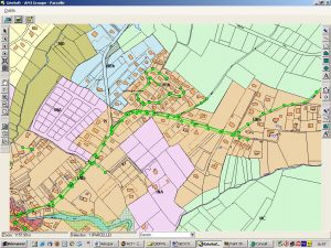 Impression d'écran de Géo-Consult : Représentation d'un réseau sur une carte