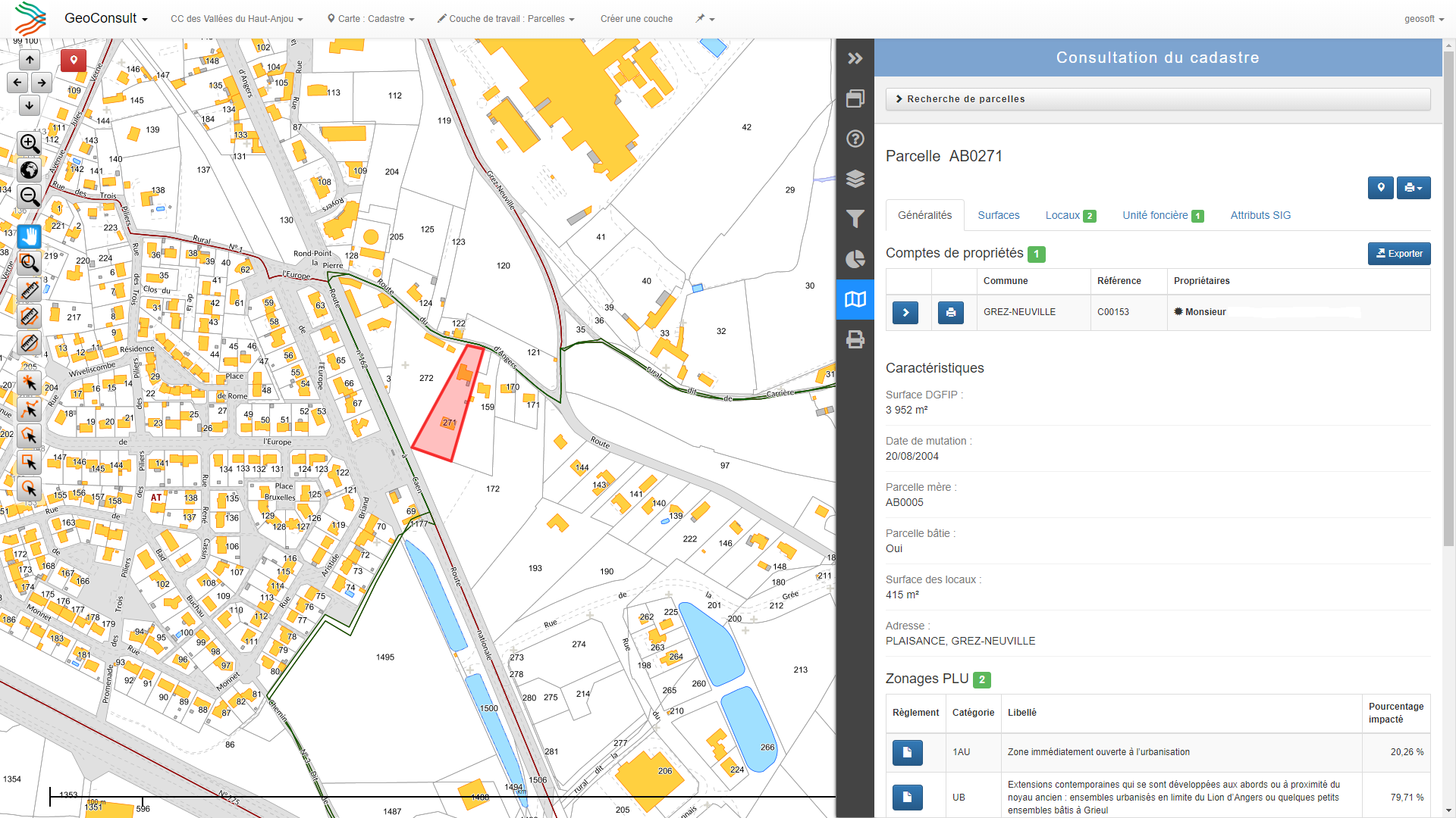 GEOSOFT - GeoConsult - logiciel SIG cadastre PLU