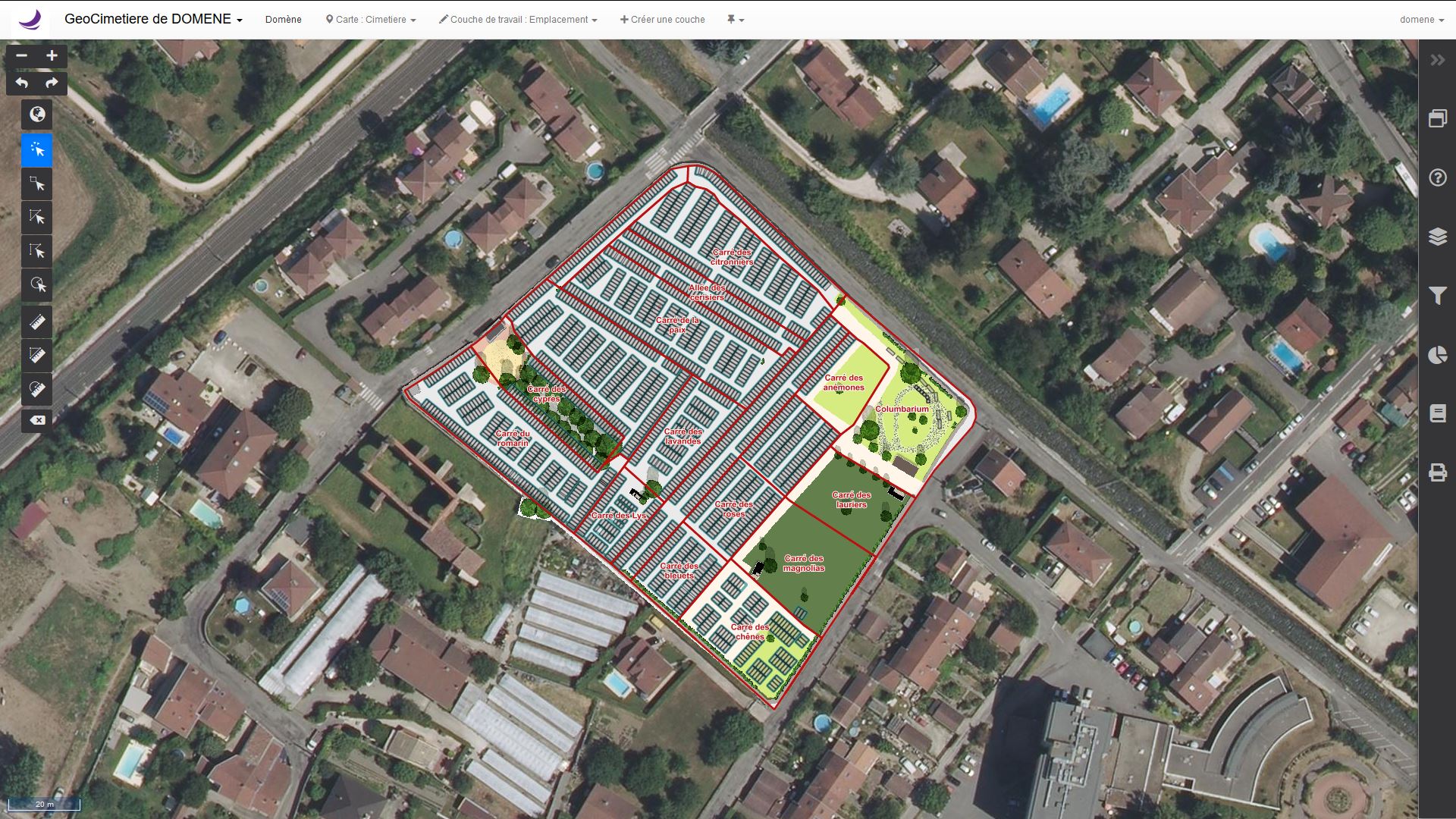 GeoCimetiere : visualisation cartographique d'un cimetière